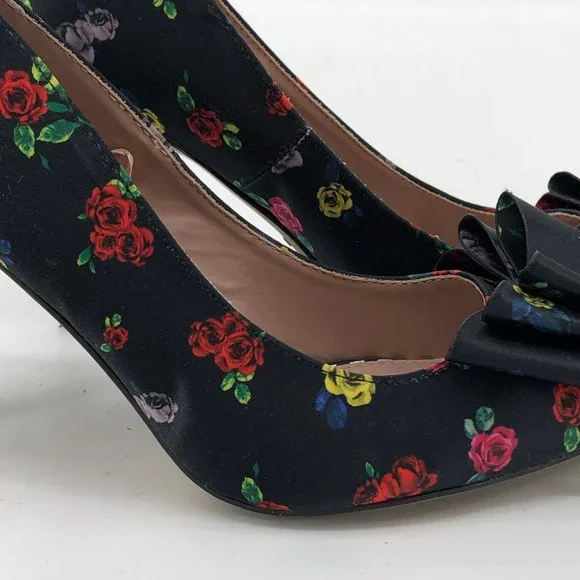 Betsey Johnson Black & Red Floral Stiletto Heels | Perfect For Any Occasion - Picture 9 of 9